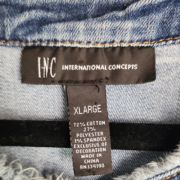 INC International Concepts Distressed Blue Jean Jacket - Picture 2 of 5